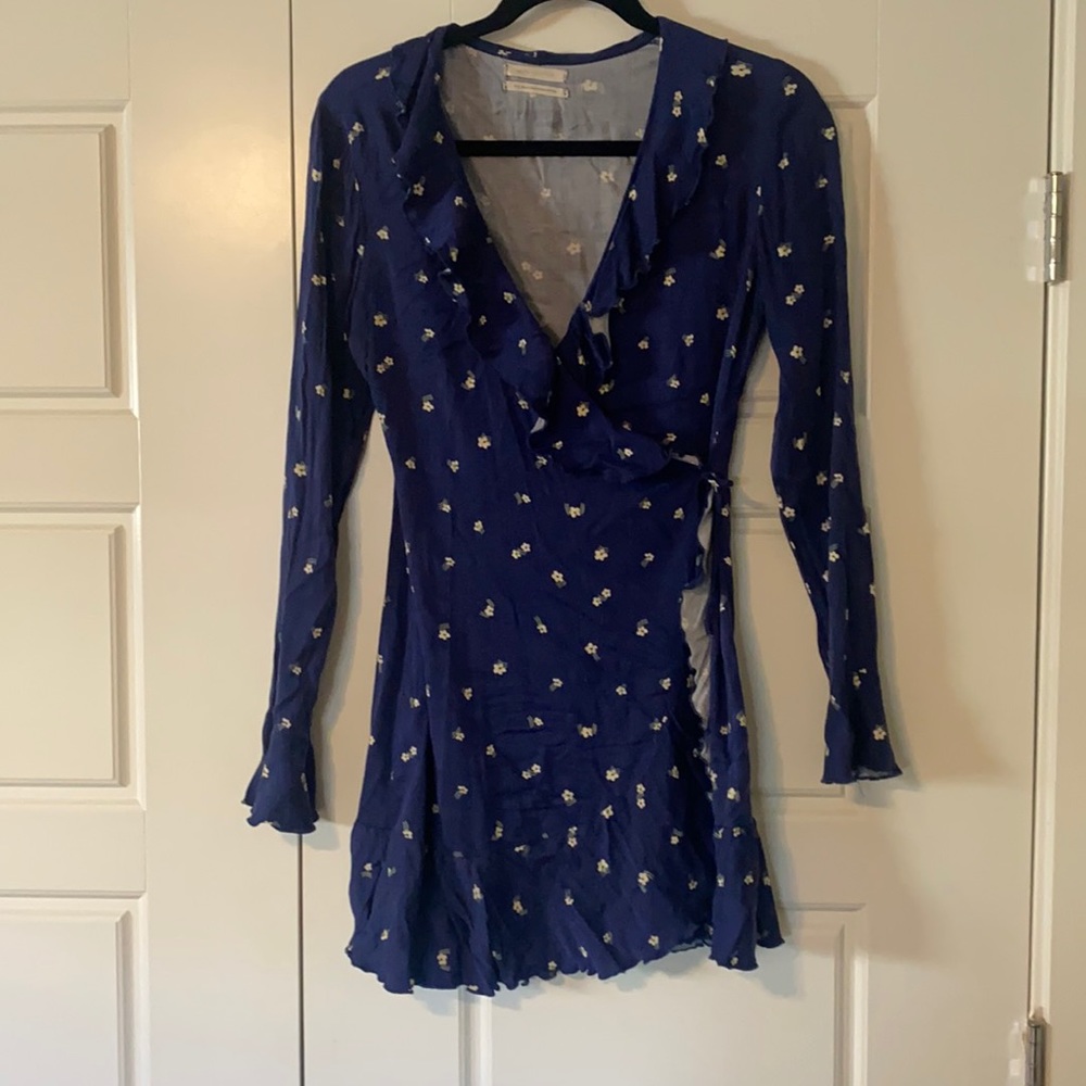 Blue floral wrap dress from Urban Outfitters